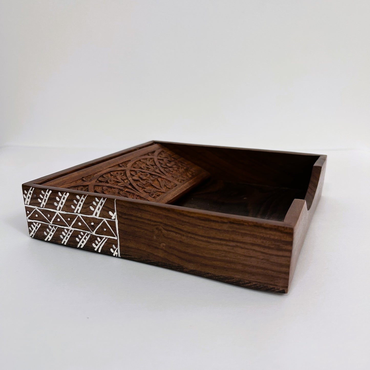 LEMONGINGER Hand-drawn Wooden Napkin Holder | Paper Napkin Dispenser