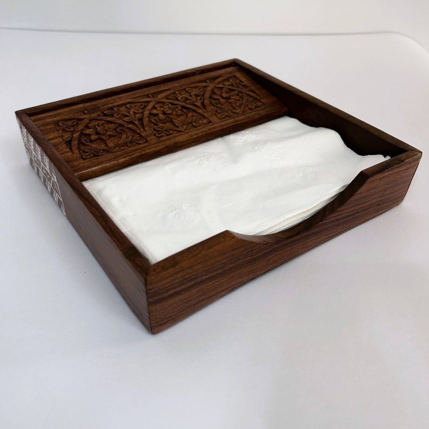 LEMONGINGER Hand-drawn Wooden Napkin Holder | Paper Napkin Dispenser