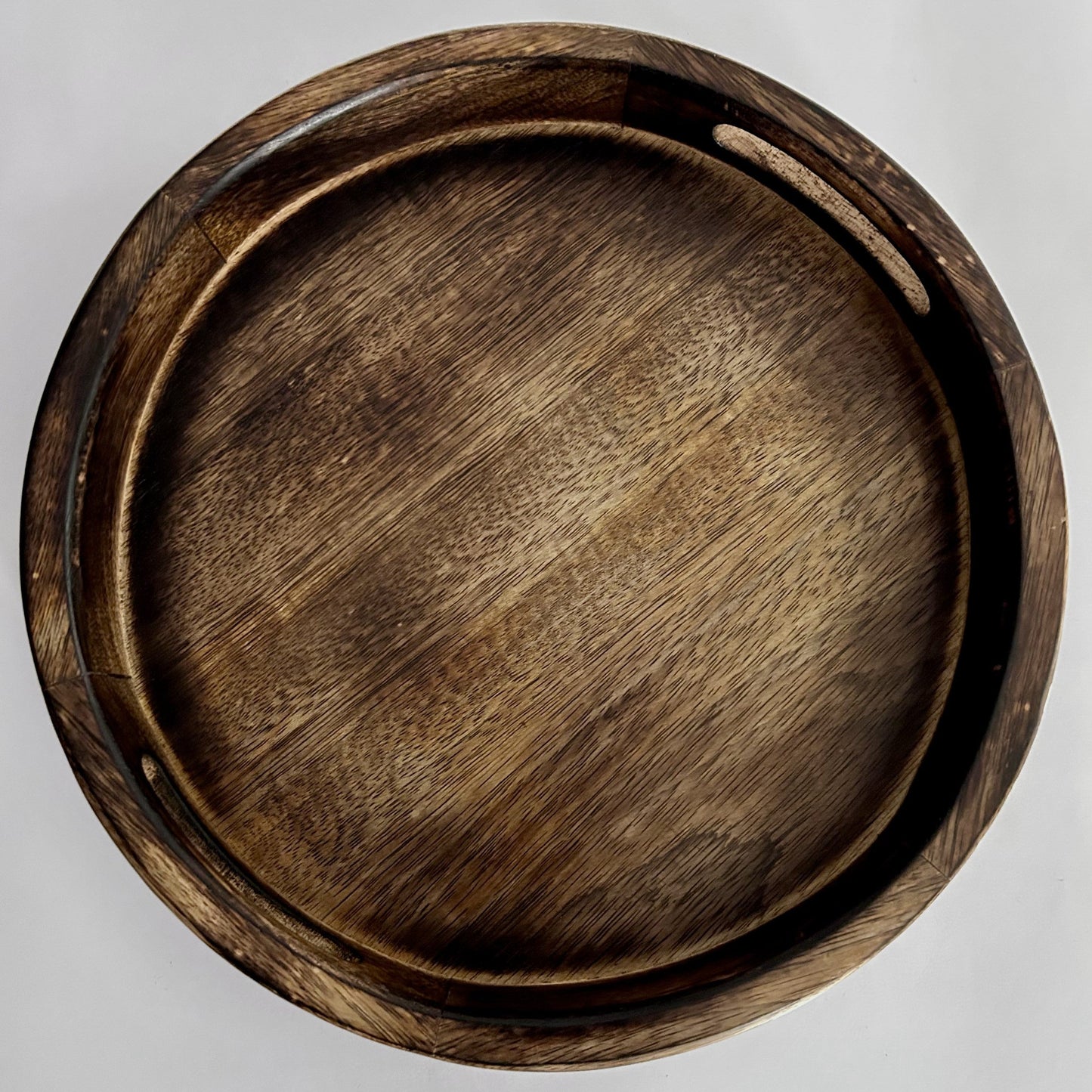 LEMONGINGER Wooden Round Tray for Serving | Breakfast Tea Coffee Serving Trays | Serving Tray for Bed Coffee, Snacks