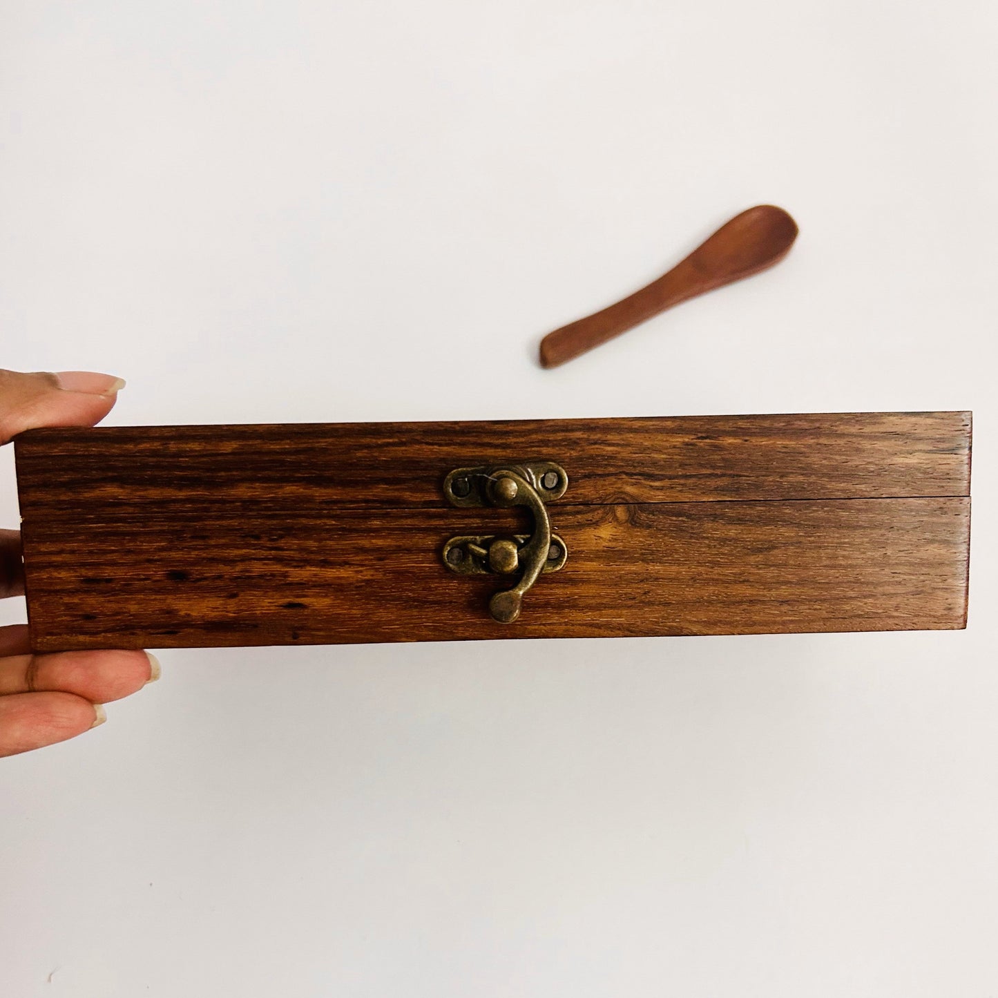 LEMONGINGER Rectangular Wooden Masala Box | Multi-utility wooden box for storage | Dry fruit box