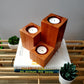 Our handcrafted wooden tealight candle holders made out of mahogany is a perfect way to make your rooms cozy and beautiful. A perfect gifting set for housewarming, wedding, birthday or any other celebrations.  Rustic decor accessories, gifting for birthday, wedding anniversary, housewarming. Interior decor accessories, home decor accessories, wooden decor, interior decorations, decor during festivals, festive decor, festive home decor